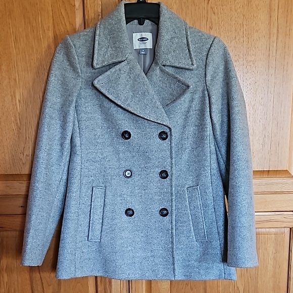 Old Navy Woman's Gray Double Breasted Wool Pea Coat. Sz: M - Picture 1 of 7